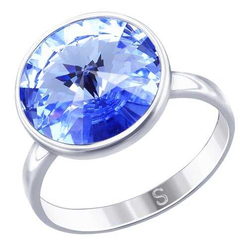 Кольцо женское SOKOLOV из серебра с синим кристаллом Swarovski 94012606 р.17 в Адамас