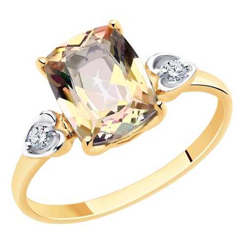 Кольцо женское SOKOLOV из золота с топазом и фианитами Swarovski 715725 р.19 в Адамас