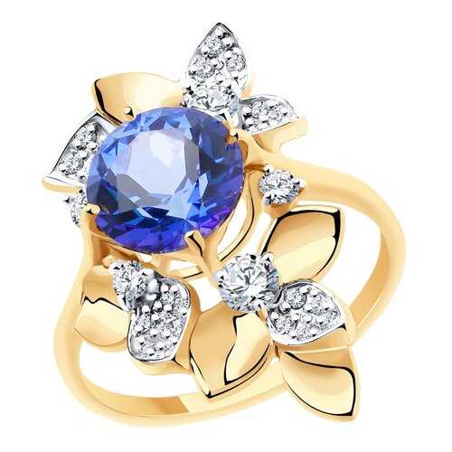 Кольцо женское SOKOLOV из золота с топазом и фианитами Swarovski 715942 р.18 в Адамас