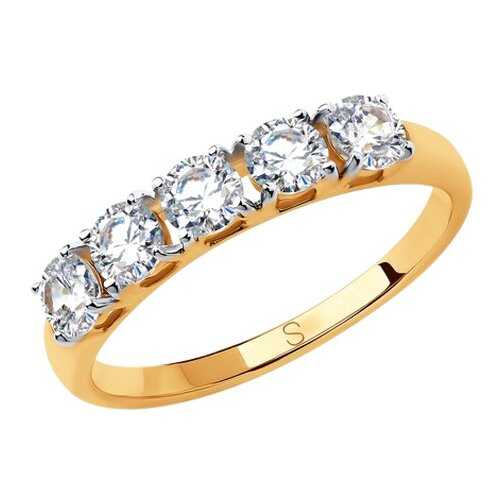 Кольцо женское SOKOLOV из золота со Swarovski Zirconia 81010444 р.18.5 в Адамас