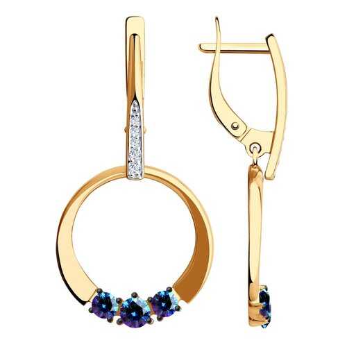 Серьги SOKOLOV из золота с бесцветными и синими Swarovski Zirconia 81020453 в Адамас