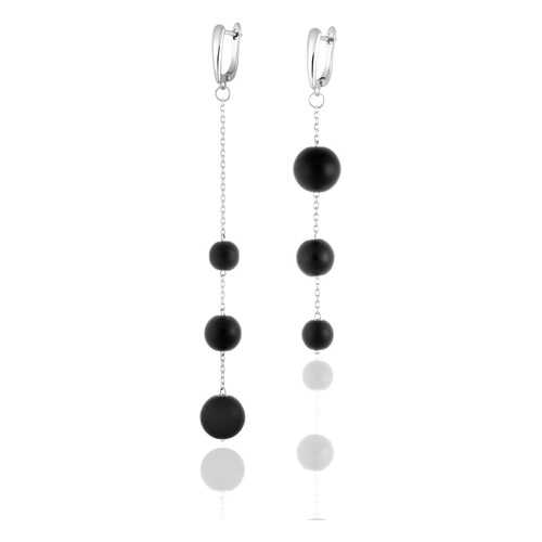 Серьги Lattrice, вставка шунгит, артикул 54661006 в Адамас