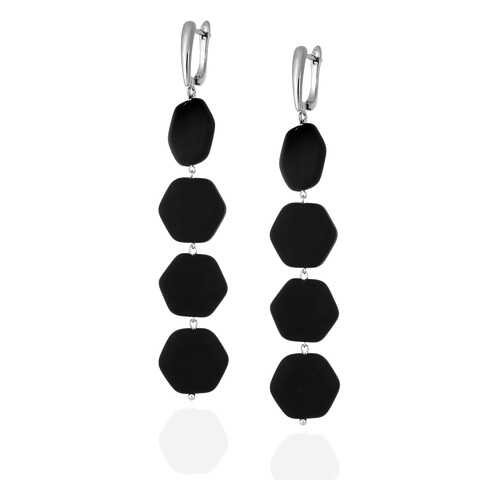 Серьги Lattrice, вставка шунгит, артикул 54666100 в Адамас